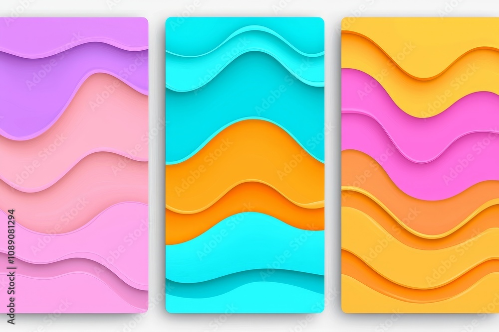 Poster abstract designs with liquid blobs, paint splashes, and waves. modern posters set with flat illustra