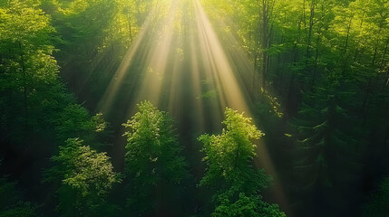 Obraz premium Forest Sunbeams Illustration