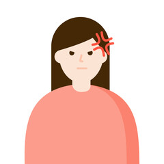 Angry woman character portrait. Argument, conflict, negative emotions, stress, facial expression concepts. Flat vector design isolated illustration.