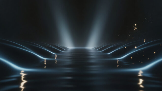 The dark background with spotlights for product presentattion, Gloosy & sleek llok