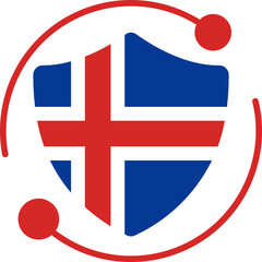 Obraz premium Security Icon in Iceland Flag
