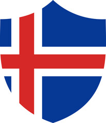 Naklejka premium Shield Icon of Iceland Flag