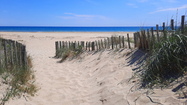 La plage des 3 digues &agrave; S&egrave;te dans le d&eacute;partement de l'H&eacute;rault en France