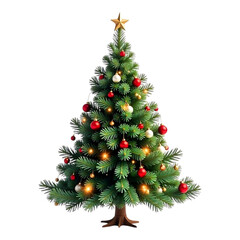 Decorated Christmas Tree with Lights and Ornaments