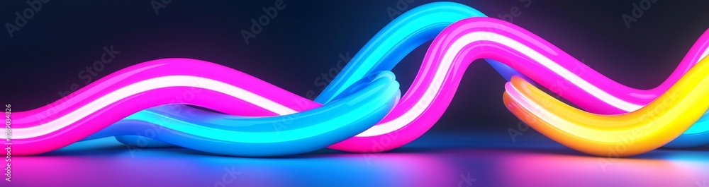 Poster neon audio voice frequency wave and abstract sound light modern background. radio pulse effect curve