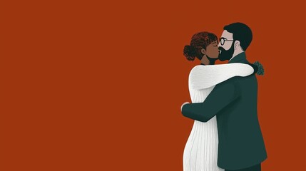 couple man and woman lovers in love, with copy space for text