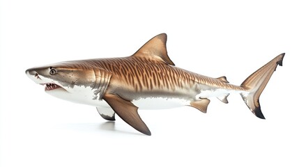 Obraz premium Tiger Shark Isolated on White Background