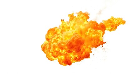 Fototapeta premium Blazing explosion with flames isolated on white background, heat, burning
