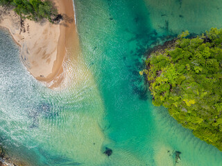 Beautiful sea beach summer landscape in high travel season in Thailand, Nature beach sea sunny sky background,High angle view seascape nature view