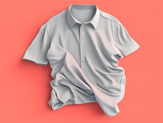 A,soft,gray,empty,shirt,mockup,isolated,coral,gradient,backdrop,showcasing,subtle,fabric,folds,,