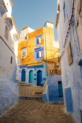 Street View of Residential houses in Chefchaouen, Morocco