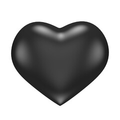Black 3D heart on a transparent background.