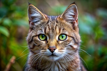 Adorable Close-Up of a European Wild Cat with Striking Eyes and Soft Fur in a Natural Setting Captured in Stunning Detail for Wildlife Enthusiasts and Nature Lovers