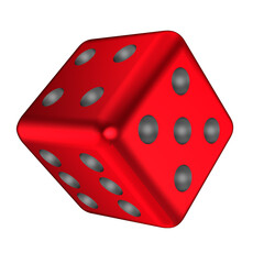Red metal dice on transparent background.
