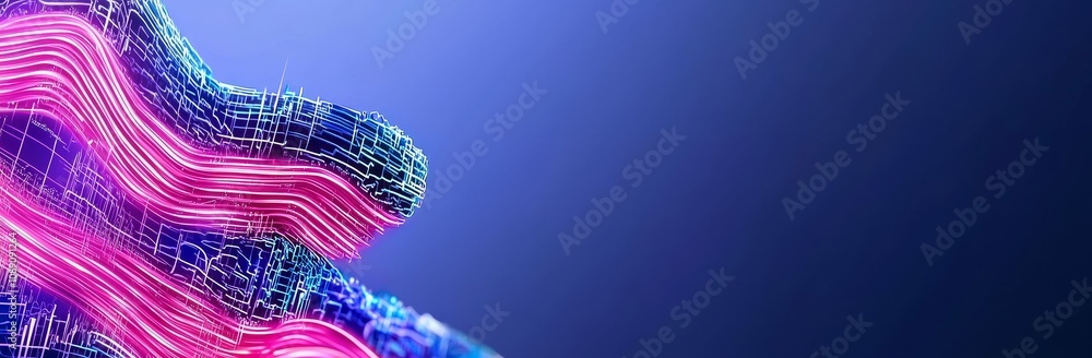 Poster a real-life 3d illustrative representation of an abstract computer server cluster used for storing d