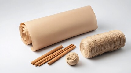 Assortment of Gift Wrapping Supplies on Clean White Background