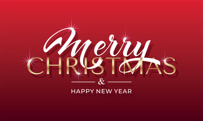 Merry Christmas and Happy New Year hand lettering calligraphy. Vector holiday illustration element. Typographic element for congratulations.