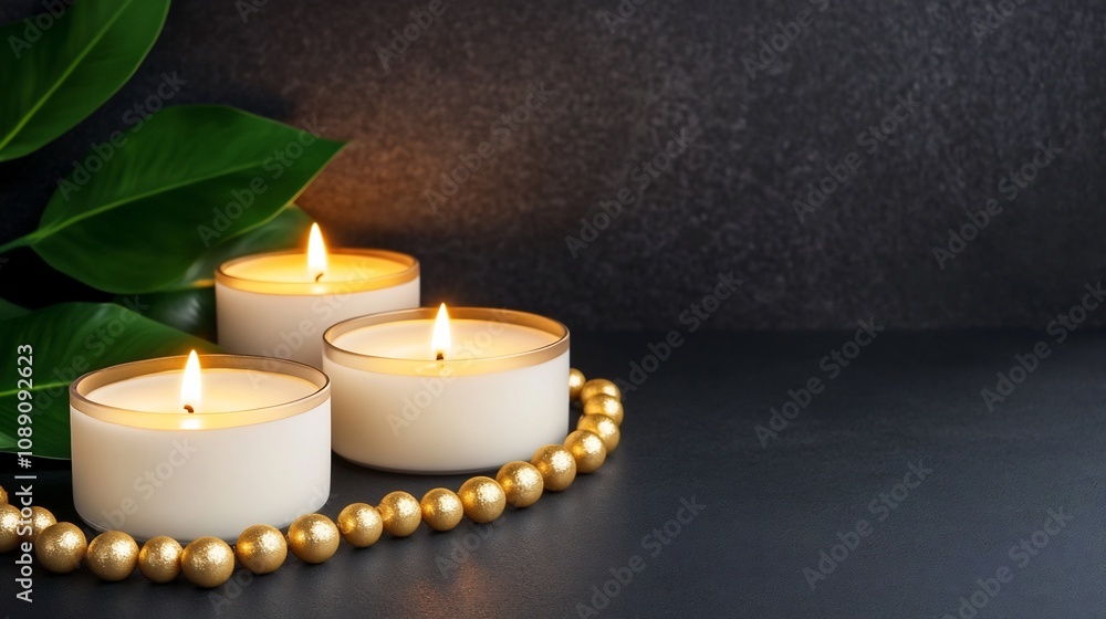 Poster captivating candle arrangement in a warm,moody setting with soft lighting