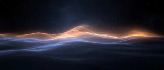 A dark blue and orange wave in space