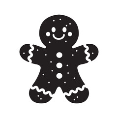 Christmas Gingerbread Man Silhouette Vector Illustration