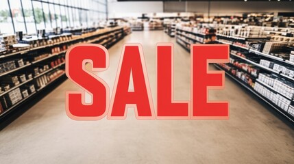 Fototapeta premium Sale promotion message in store during holiday shopping season