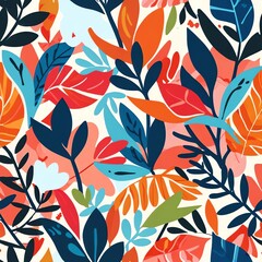 Vibrant Tropical Floral Pattern: A Colorful Celebration of Nature's Beauty