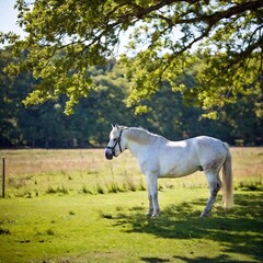 white horse in paddock