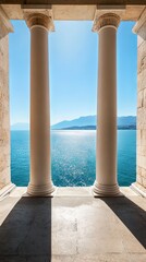 Fototapeta premium Stone Columns Framing a Sea View
