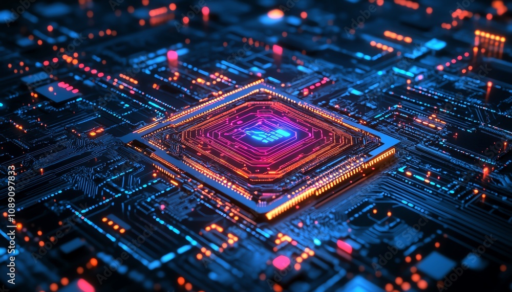 Poster artificial intelligence surrounded by a digital web background, representing virtual technology, fut