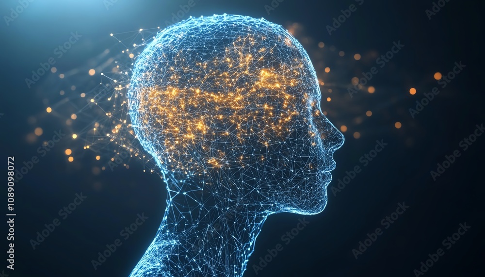 Poster artificial intelligence depicted in a futuristic technology web background, representing a virtual c
