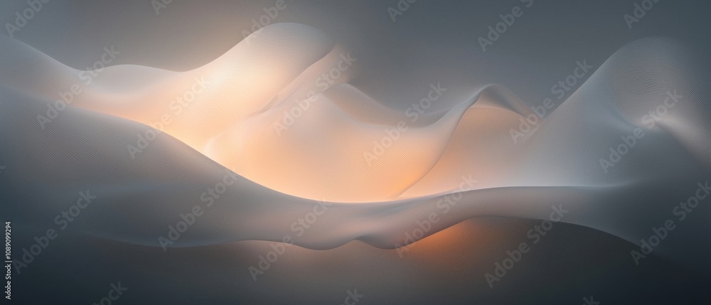 Poster a blurry image of a mountain range with a light shining on it