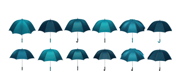 dark light blue turquoise canopy umbrella on transparent background