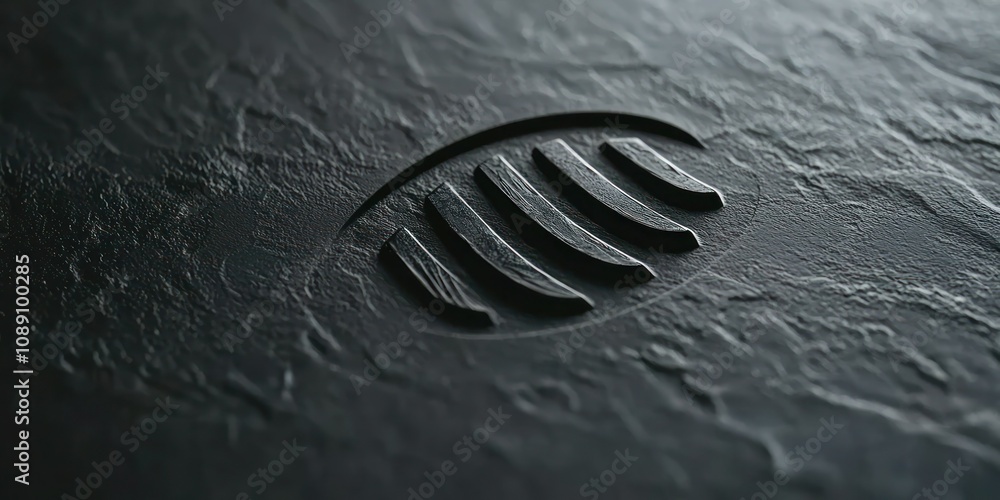 Poster a close-up of a logo mock-up on a textured background, showcasing its design elements