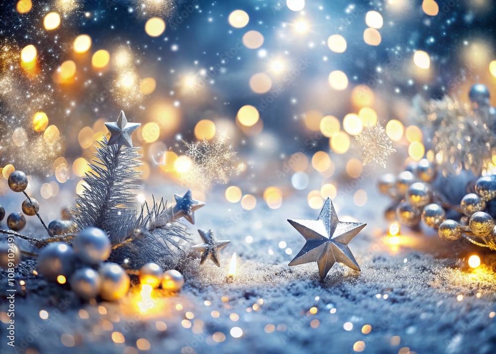 Aufkleber aerial view of sparkling silver lights creating a festive background with textured abstract christma
