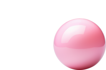 Pastel pink peach Round shiny floating ball sphere bubble with shadow and natural light shining on transparent background