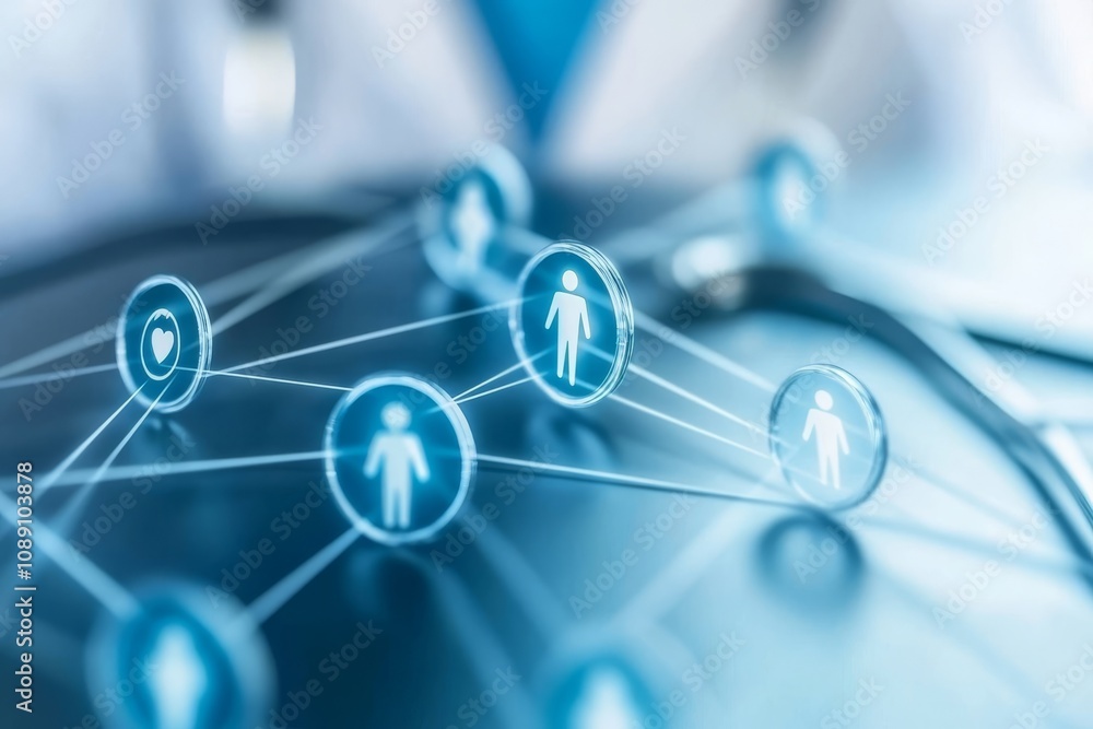 Poster this is an abstract visual representation of an interconnected network of allied health services