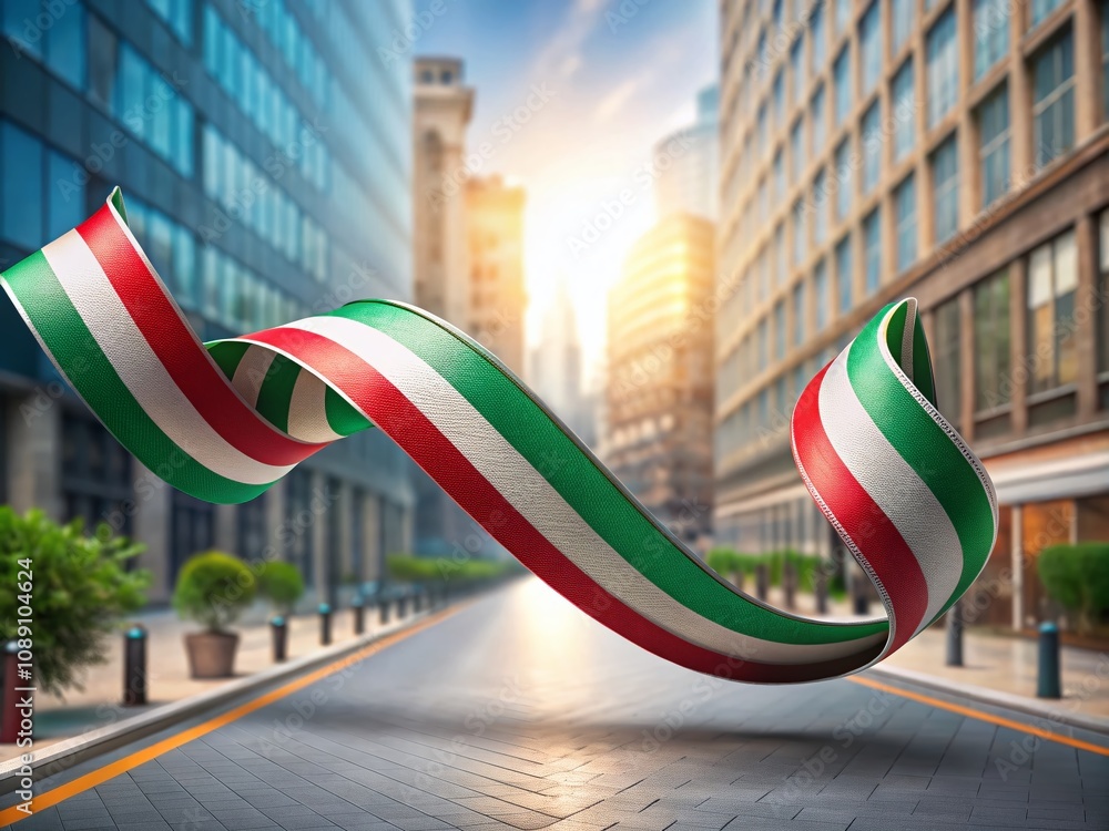 Poster animated italian flag ribbon with copy space text area for creative projects and design purposes in 