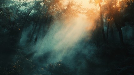 Fototapeta premium antasy landscape background, mystical forests, ethereal lighting, fantasy art style