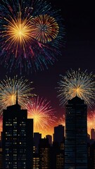 fireworks over the city