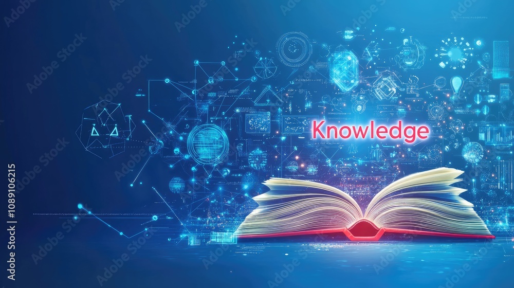 Poster an enchanting open book glowing with 