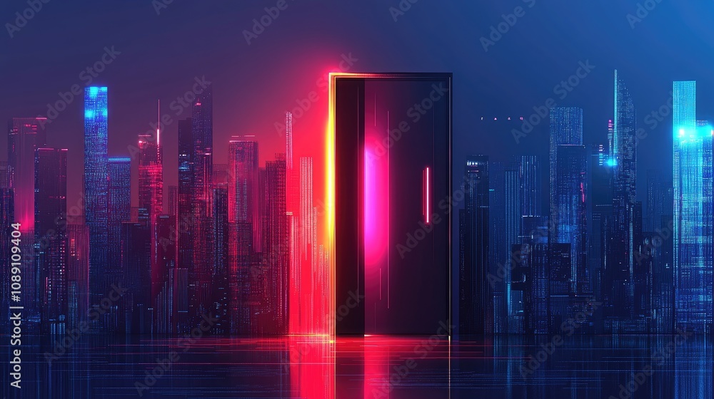 Poster futuristic decentralized business concept highlighting blockchain and ai integration for secure, sma