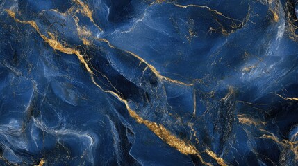 Fototapeta premium Elegant blue marble texture with sophisticated gold swirls creating a luxurious and stylish backdrop for various applications.