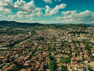 Aerial view of typical houses at Eixample residential district. Barcelona, Catalonia