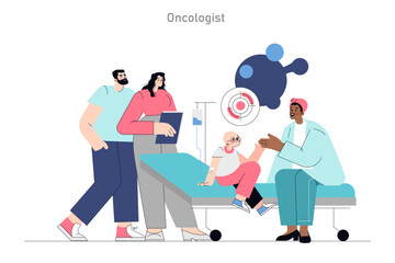 Pediatric Medical Appointment. Flat Vector Illustration