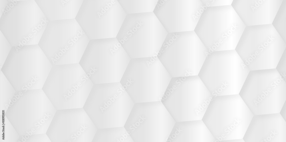 Poster abstract background white, silver hexagon with seamless geometric pattern texture design. futuristic