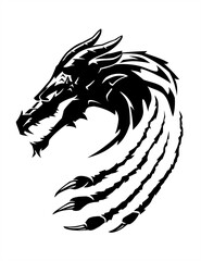 Dragon Rip Claw Illustration, Mythical Creature Silhouette Design