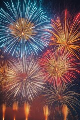 Obraz premium Vibrant fireworks display lighting up night sky