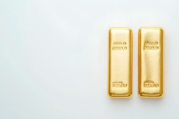 Gold Bars on White Background in Minimalist Style &ndash; Luxury Wealth, Investment, and Precious Metals Concept