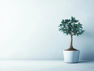 A minimalist indoor plant in a white pot, showcasing vibrant green leaves against a light backdrop, perfect for modern decor. Energy stock investment concept.
