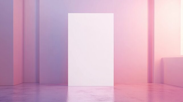 Blank White Vertical Advertising Banner Mockup in a Softly Lit Retail Environment for Promotional Displays and Sales Events